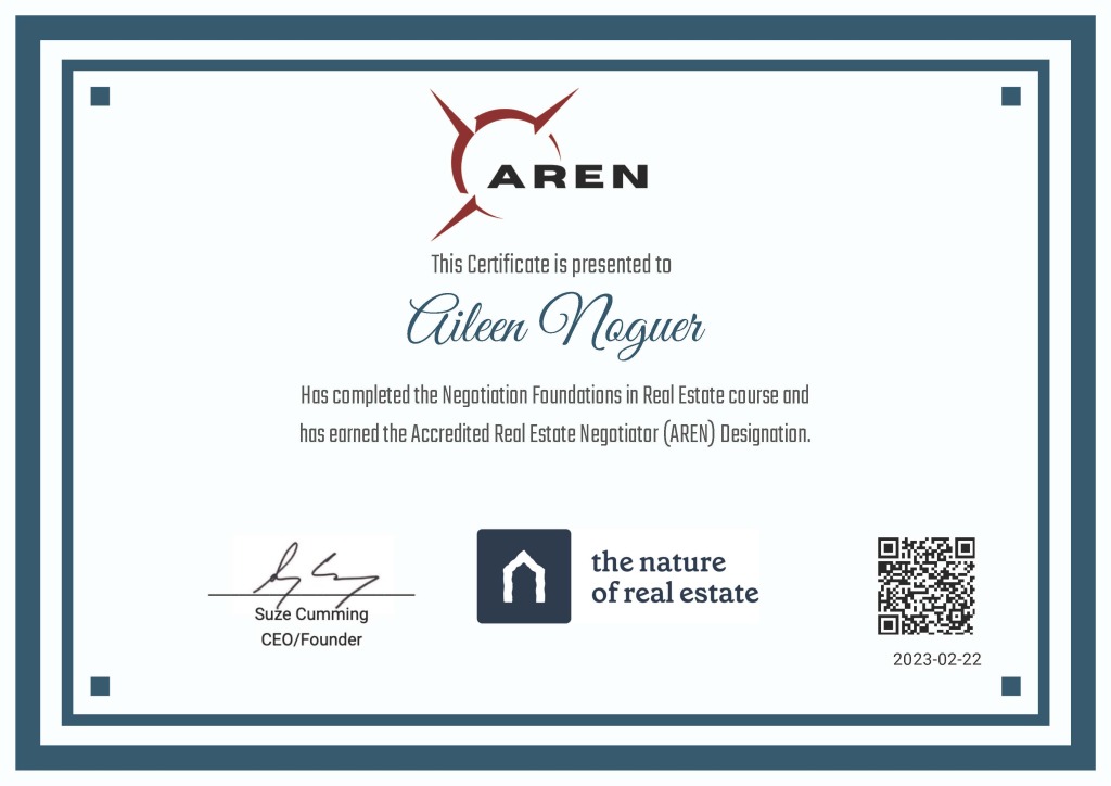 AREN certificate Aileen Noguer