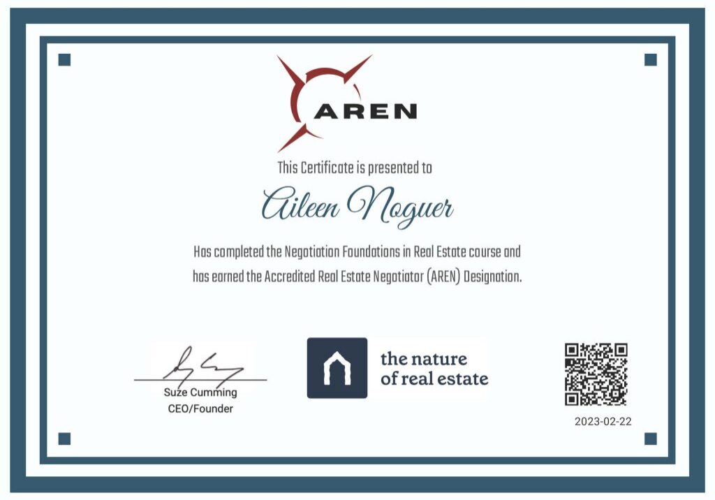 Aileen Noguer aren certification